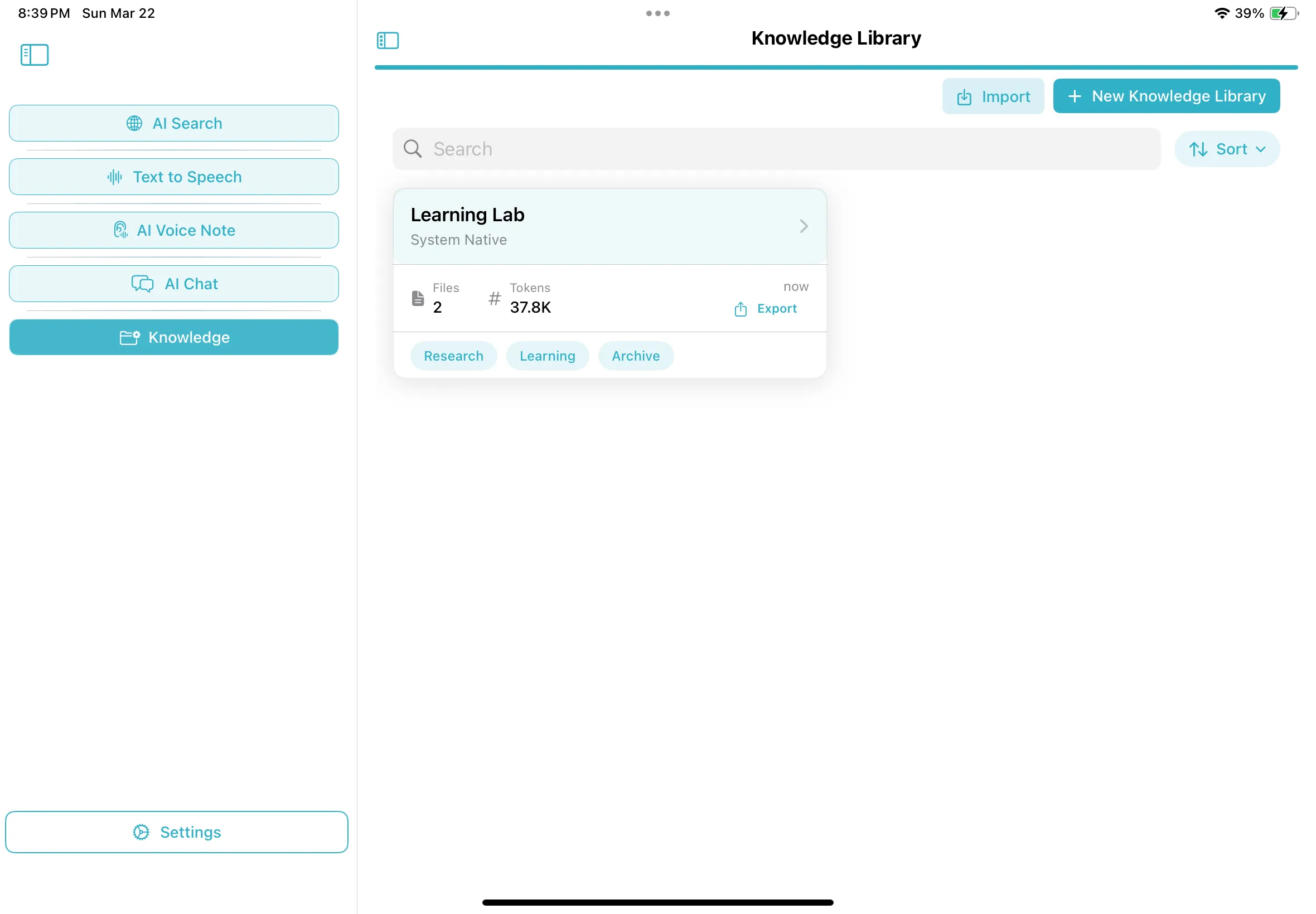 On Device AI iPad Library