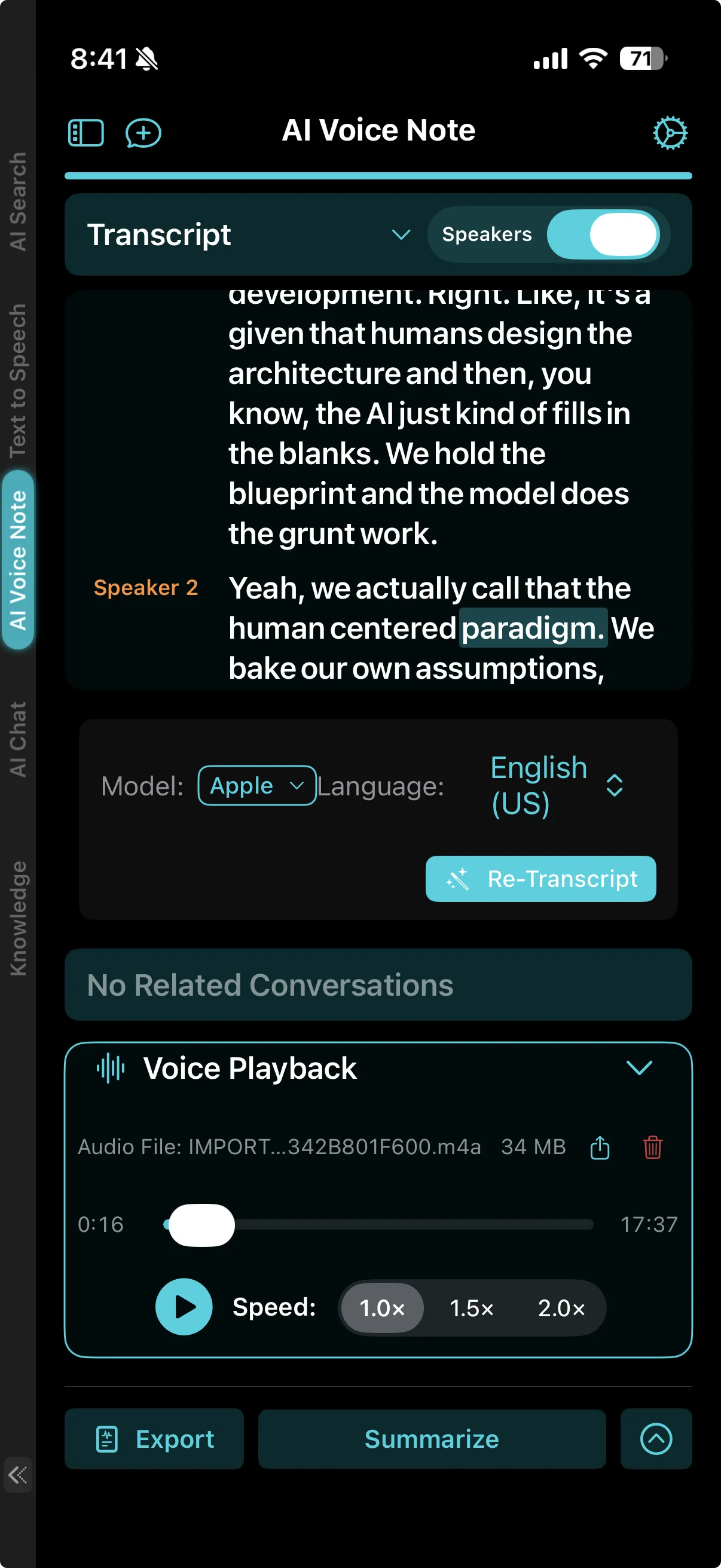 On Device AI iPhone Voice Note