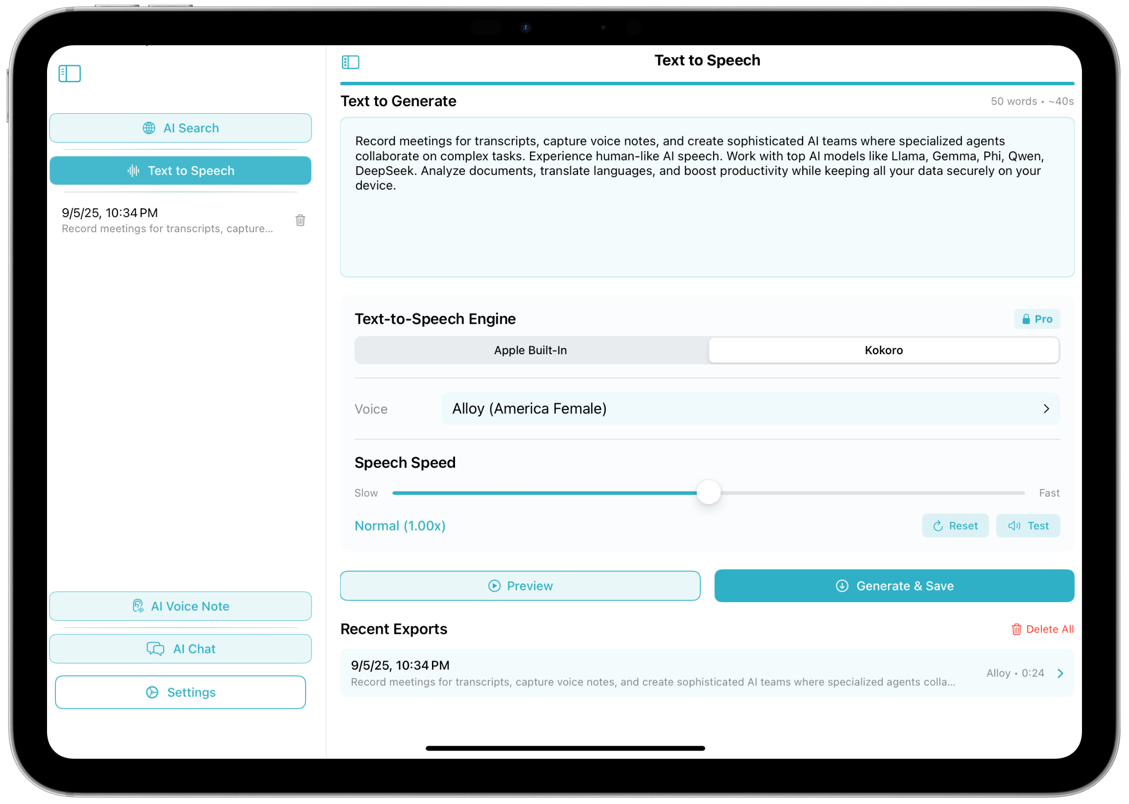 Text to Speech Screenshot